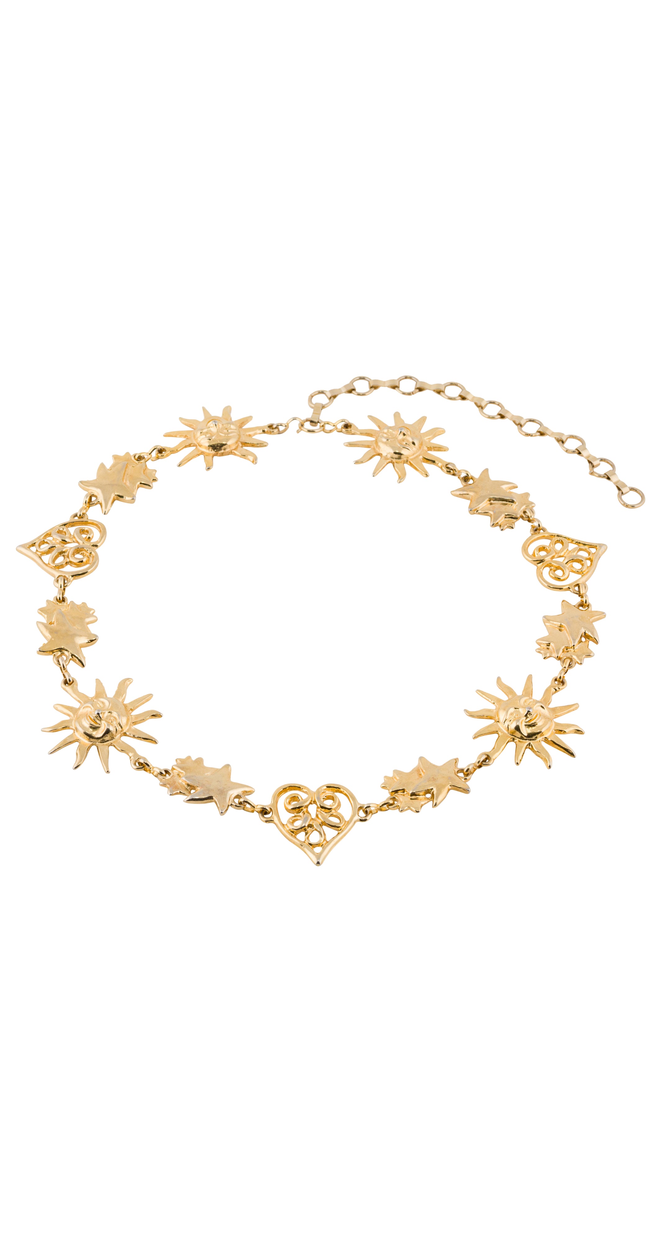 1990s Celestial Heart Gold-Tone Metal Chain Belt