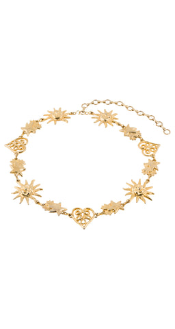 1990s Celestial Heart Gold-Tone Metal Chain Belt
