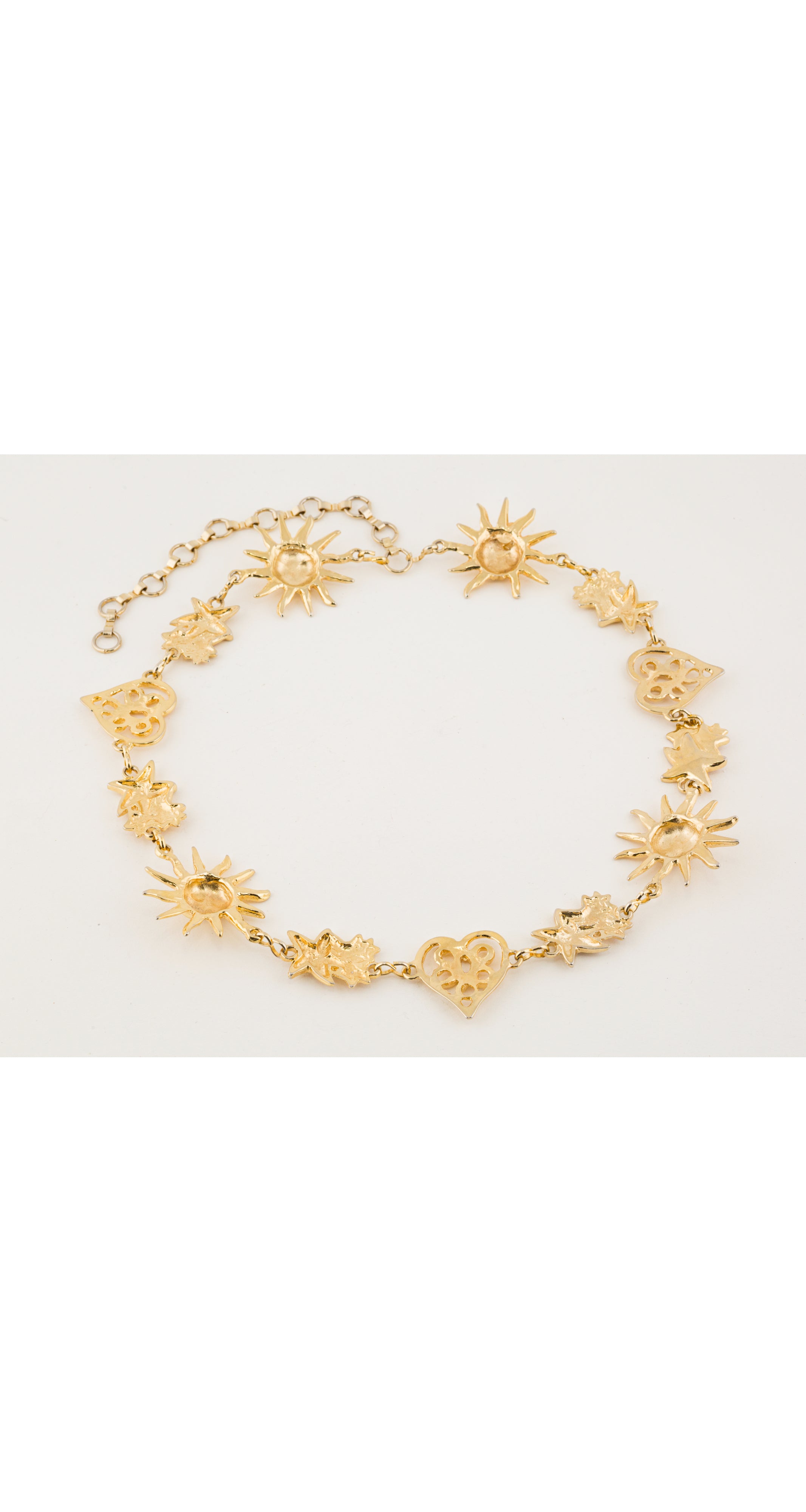 1990s Celestial Heart Gold-Tone Metal Chain Belt