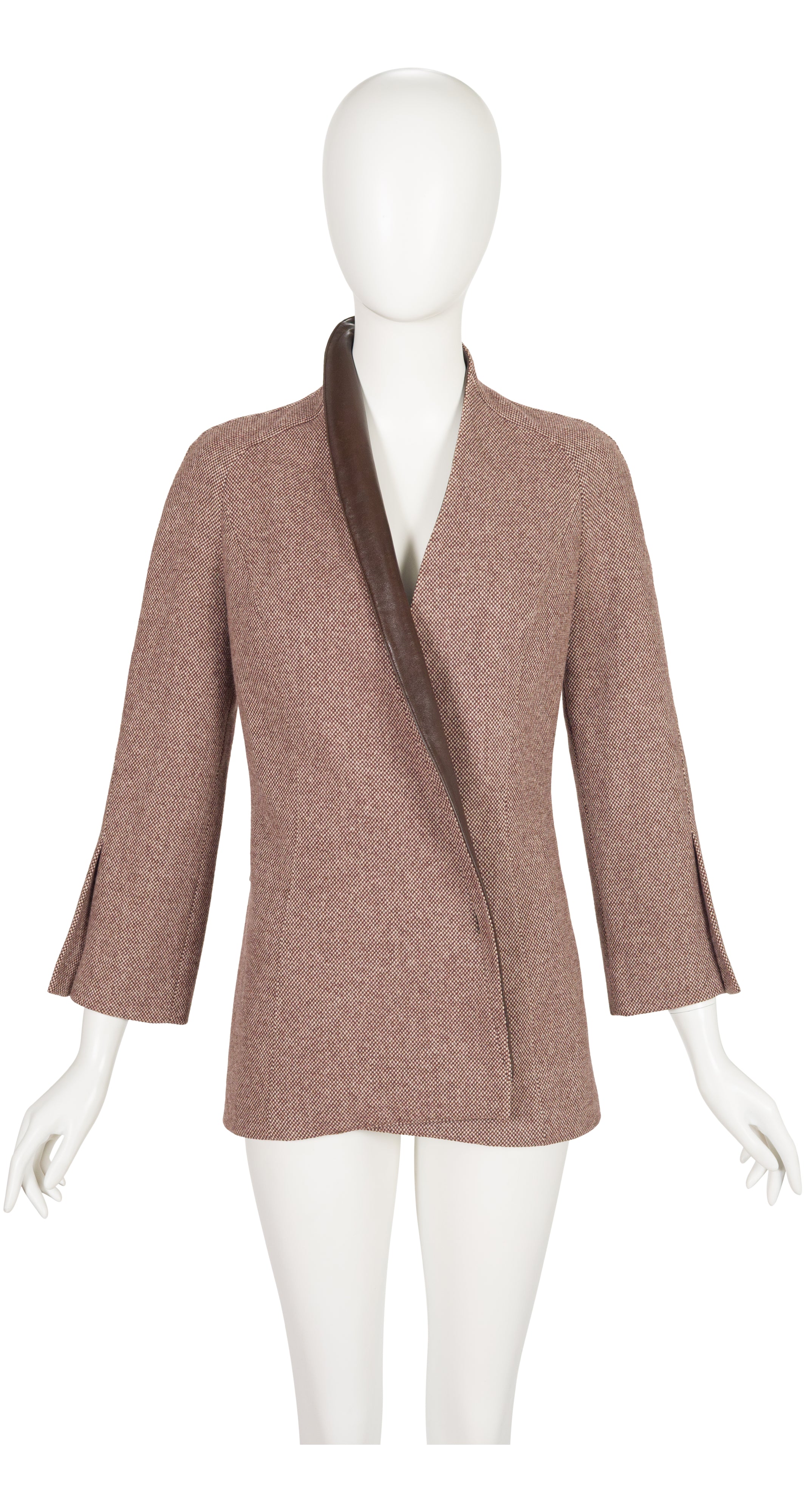 2000-01 F/W Brown Lambskin & Tweed Asymmetrical Jacket