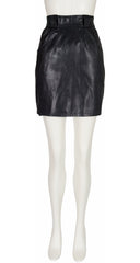 1987 S/S Black Leather High-Waisted Mini Skirt