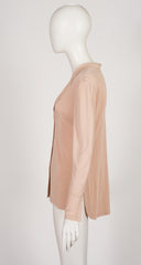 1994 S/S Beige Rayon Jersey Button-Up Top