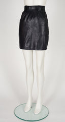 1987 S/S Black Leather High-Waisted Mini Skirt