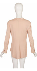 1994 S/S Beige Rayon Jersey Button-Up Top
