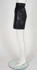 1987 S/S Black Leather High-Waisted Mini Skirt