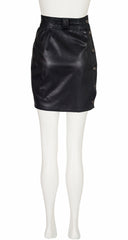 1987 S/S Black Leather High-Waisted Mini Skirt