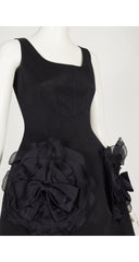 1991-92 F/W Black Silk Faille Ruffle Bow Cocktail Mini Dress