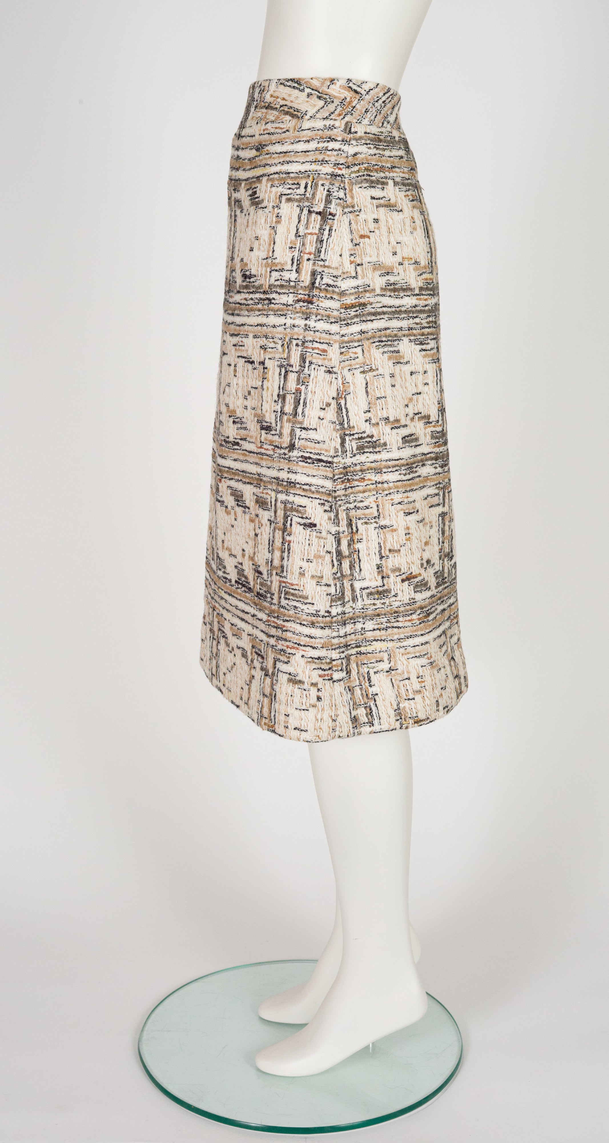 1970s Tweed Wool A-Line Slit Skirt