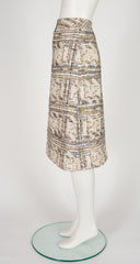 1970s Tweed Wool A-Line Slit Skirt
