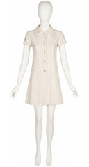 1969 S/S Demi-Couture Pineapple White Silk Crepe Dress