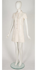 1969 S/S Demi-Couture Pineapple White Silk Crepe Dress