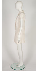 1969 S/S Demi-Couture Pineapple White Silk Crepe Dress