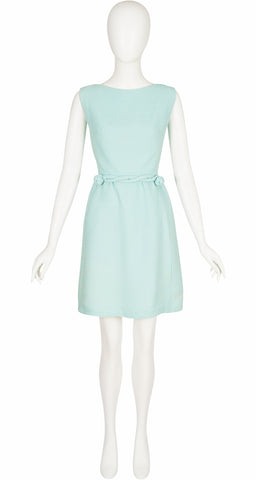 1960s Robin's Egg Blue Rope Belt Mini Dress