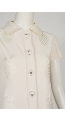 1969 S/S Demi-Couture Pineapple White Silk Crepe Dress