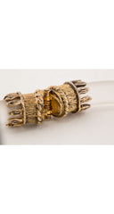 1980s Sterling Lion Head Frosted Glass Bracelet