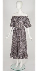 1979 S/S Floral Cotton Ruffle Off-The-Shoulder Dress
