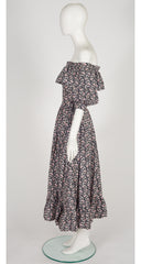 1979 S/S Floral Cotton Ruffle Off-The-Shoulder Dress