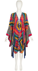 1980s Mixed Print Tassel Kimono Sleeve Jacket
