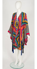 1980s Mixed Print Tassel Kimono Sleeve Jacket