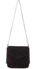 1980s Black Suede Metal Trim Crossbody Bag