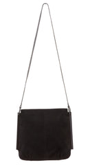 1980s Black Suede Metal Trim Crossbody Bag