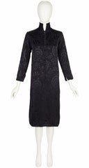 1979-80 F/W Black Floral Jacquard Faille Tunic Dress