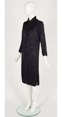 1979-80 F/W Black Floral Jacquard Faille Tunic Dress