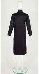1979-80 F/W Black Floral Jacquard Faille Tunic Dress