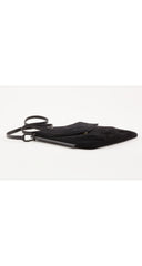 1980s Black Suede Metal Trim Crossbody Bag
