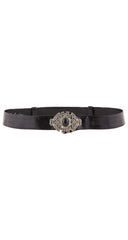 1980s Art Deco Style Black Leather Adjustable Belt