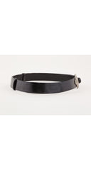 1980s Art Deco Style Black Leather Adjustable Belt