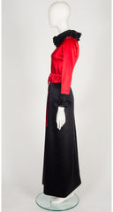 1972-73 F/W Demi-Couture Red & Black Silk Satin Pierrot Evening Set