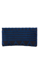1970s "R" Logo Geometric Blue Velvet Envelope Clutch