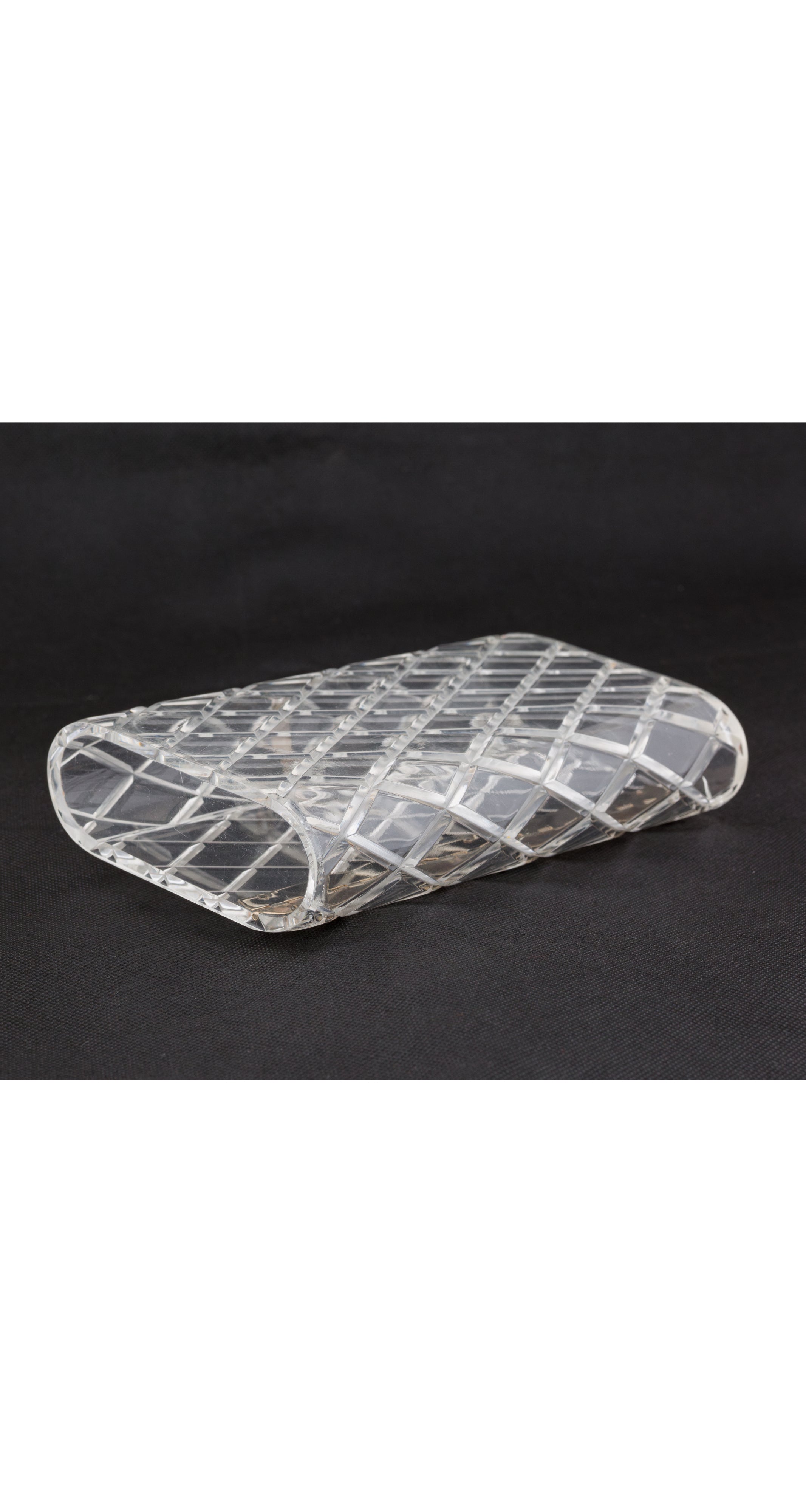 1950s Clear Diamond Cut Lucite Box Clutch