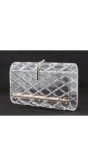 1950s Clear Diamond Cut Lucite Box Clutch
