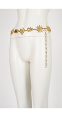 1990s Celestial Heart Gold-Tone Metal Chain Belt