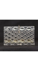 1950s Clear Diamond Cut Lucite Box Clutch