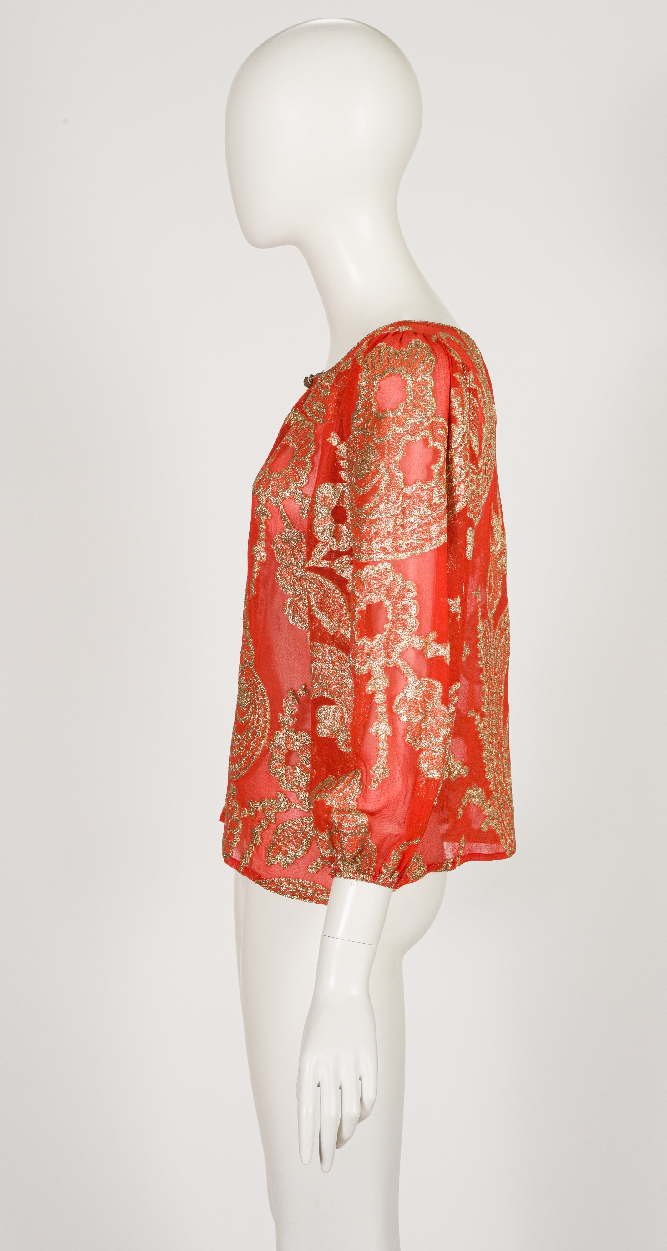 1976-77 F/W Russian Collection Paisley Lurex Orange Silk Blouse