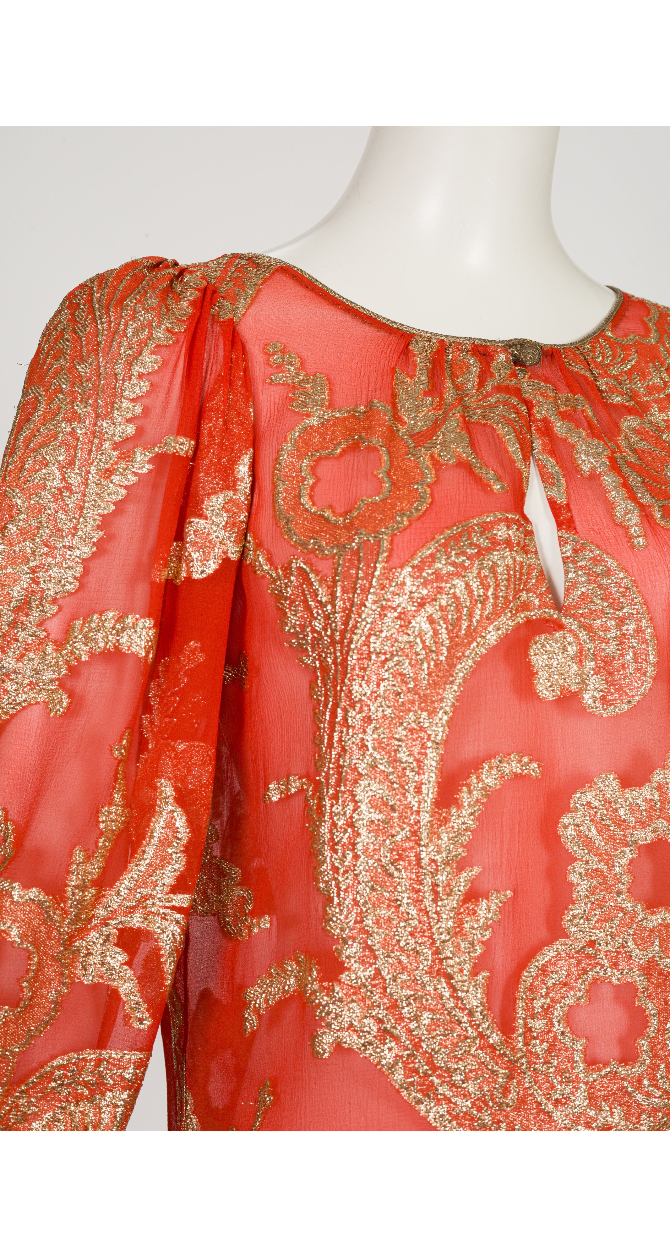 1976-77 F/W Russian Collection Paisley Lurex Orange Silk Blouse