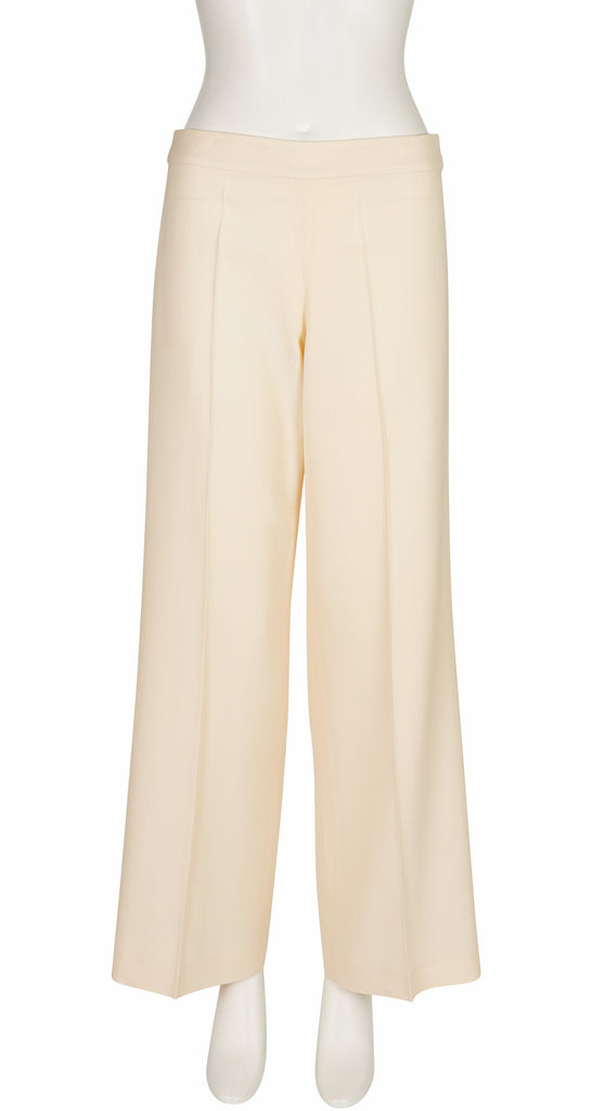 パンツ 00s Ralph Lauren wide flare wool slacks Ralph Lauren 2000s Cream Wool Wide-Leg Trousers – Featherstone Vintage