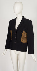 1993 S/S Black Linen Raffia Side Panel Blazer Jacket