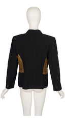 1993 S/S Black Linen Raffia Side Panel Blazer Jacket