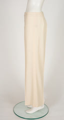 2000s Cream Wool Wide Leg Trousers