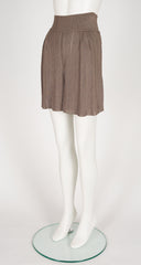 1990 S/S Taupe Rayon Knit High-Waisted Shorts