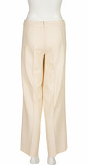 2000s Cream Wool Wide Leg Trousers