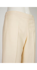 2000s Cream Wool Wide Leg Trousers
