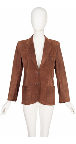 1970s Brown Suede Collared Blazer Jacket
