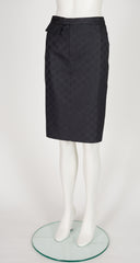1998 S/S 'GG' Monogram Print Black Pencil Skirt