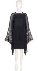 1994-95 F/W Black Silk Chiffon Lace Angel Sleeve Set