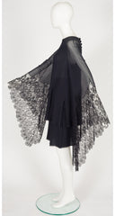 1994-95 F/W Black Silk Chiffon Lace Angel Sleeve Set
